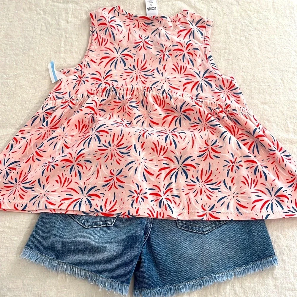 Harper Canyon NWT firework peplum tank new! Bundled with Habitual NWOT shorts 4t